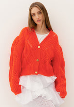 Load image into Gallery viewer, CLARA short cardigan with embossed pattern, orange