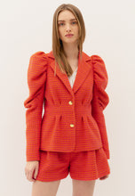 Load image into Gallery viewer, HALLI slim-fit blazer with puffed sleeves, orange

