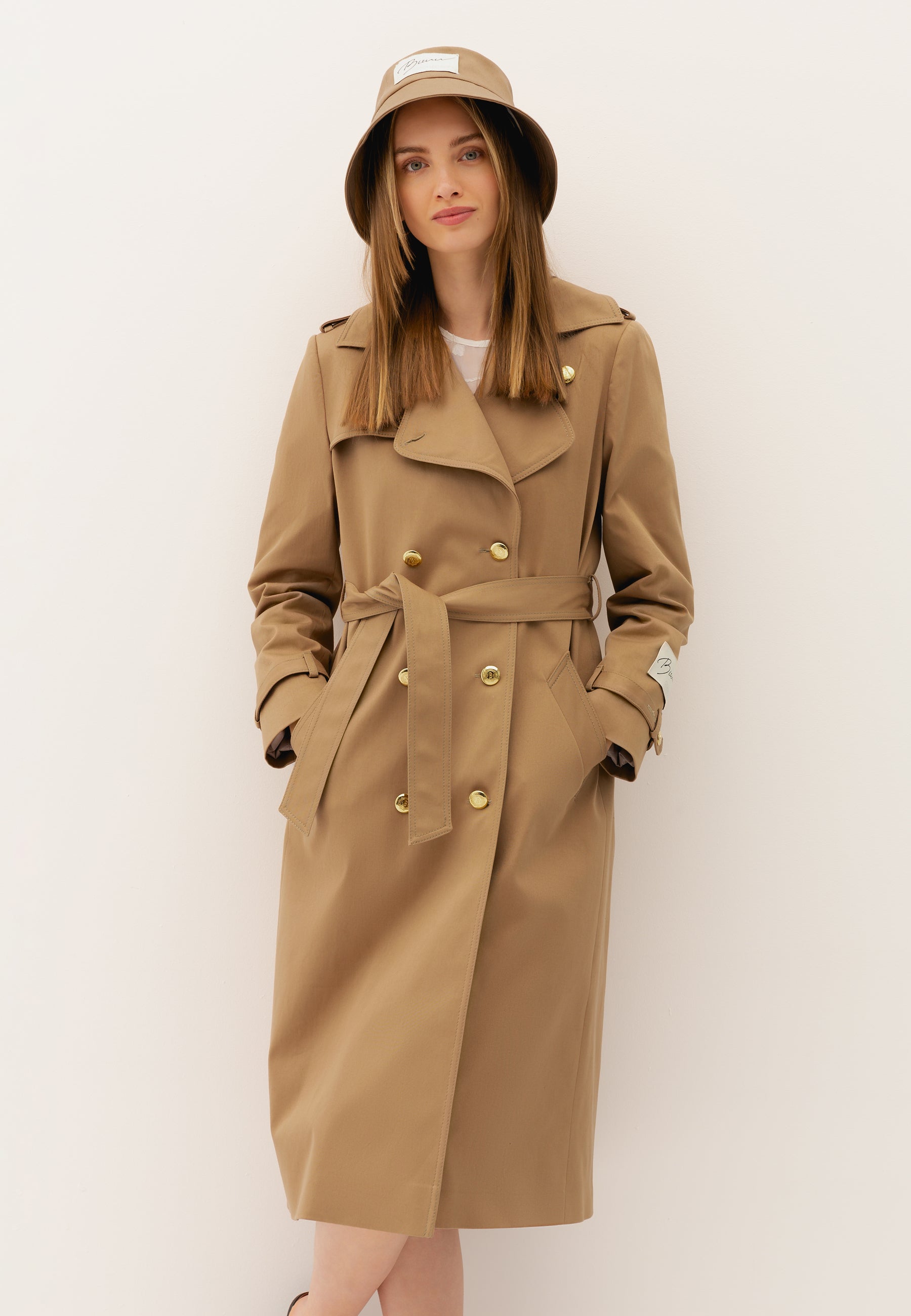 KIA double-breasted trench coat, brown