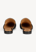 Load image into Gallery viewer, BELLISI leather flip-flops with gold lettering BIZUU, black
