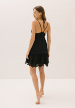 Load image into Gallery viewer, LEYTE mini dress with tied neckline, black