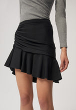 Load image into Gallery viewer, MEXICANA asymmetric skirt with decorative drapery, black