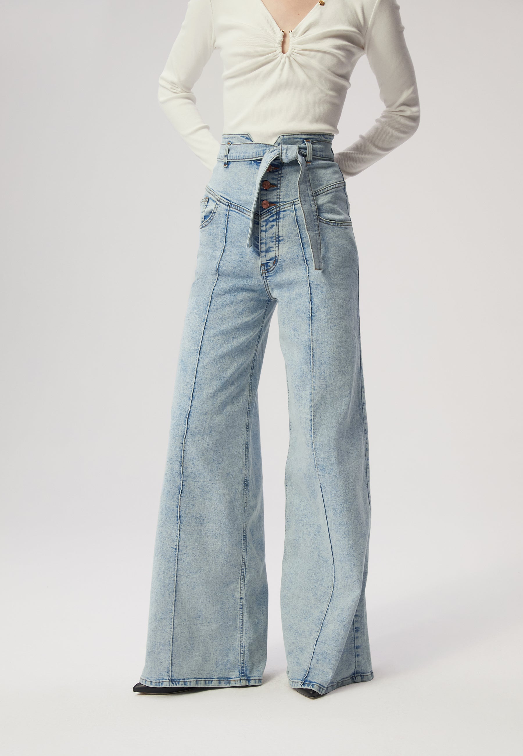 MARLANO jeans with wide legs, blue