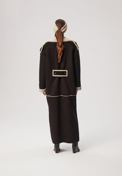 MAFARA maxi sheepskin coat, brown