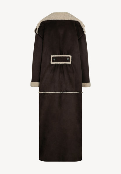 MAFARA maxi sheepskin coat, brown