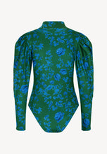 Load image into Gallery viewer, PINGANG LIKA bodysuit with a decorative overlay at the neck, green