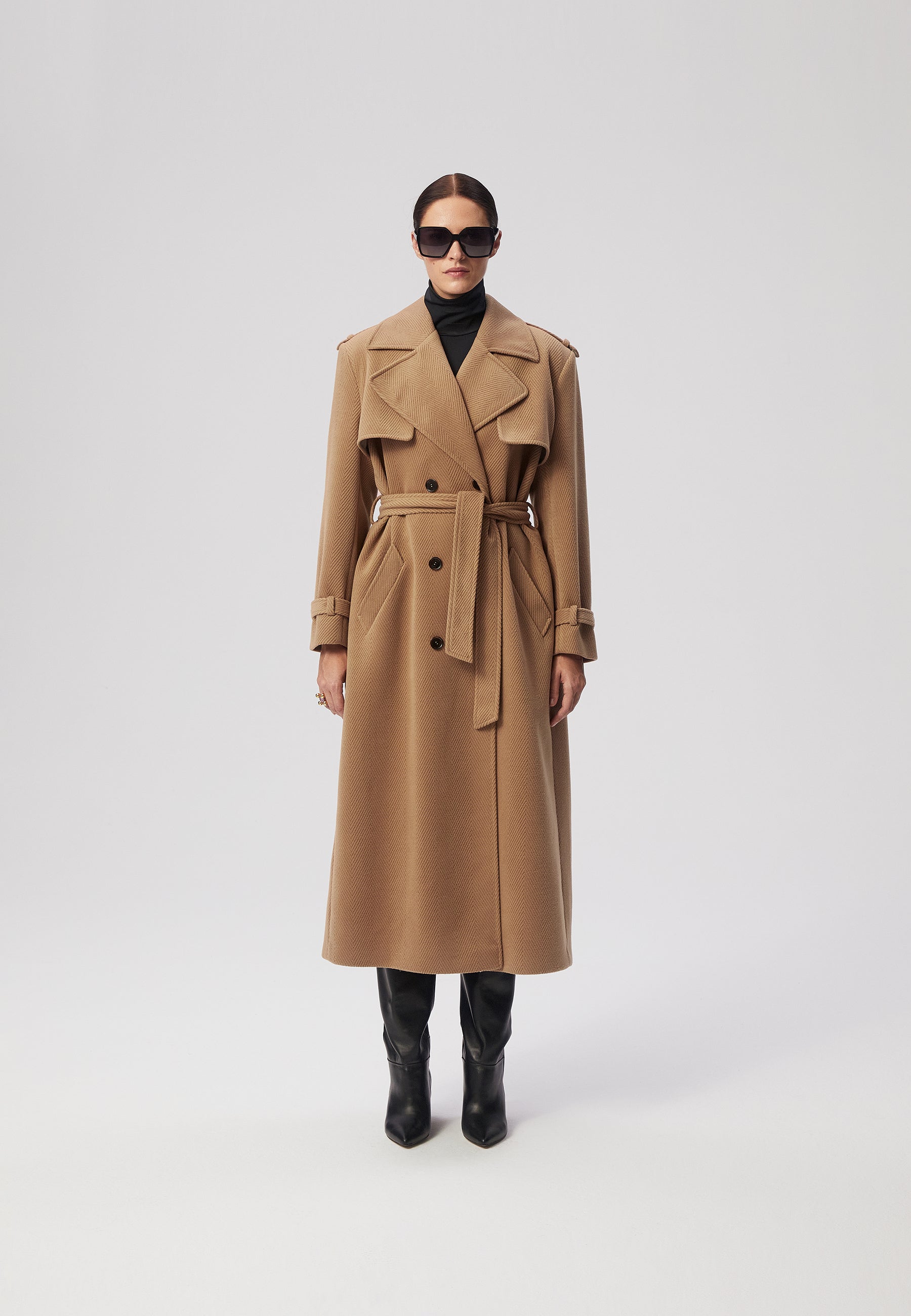 CHIANTE double-breasted oversized coat, brown