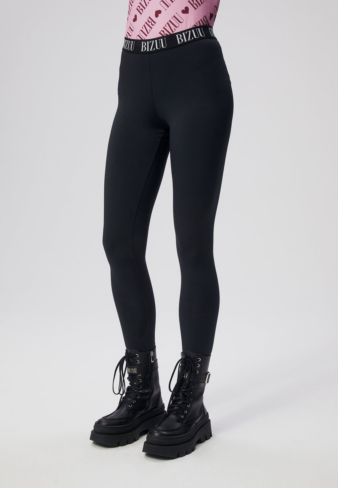 ADRIEN slim fit leggings with elastic waistband, black – Bizuu