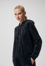 Load image into Gallery viewer, COME velour sweatshirt with an embroidered logo, black

