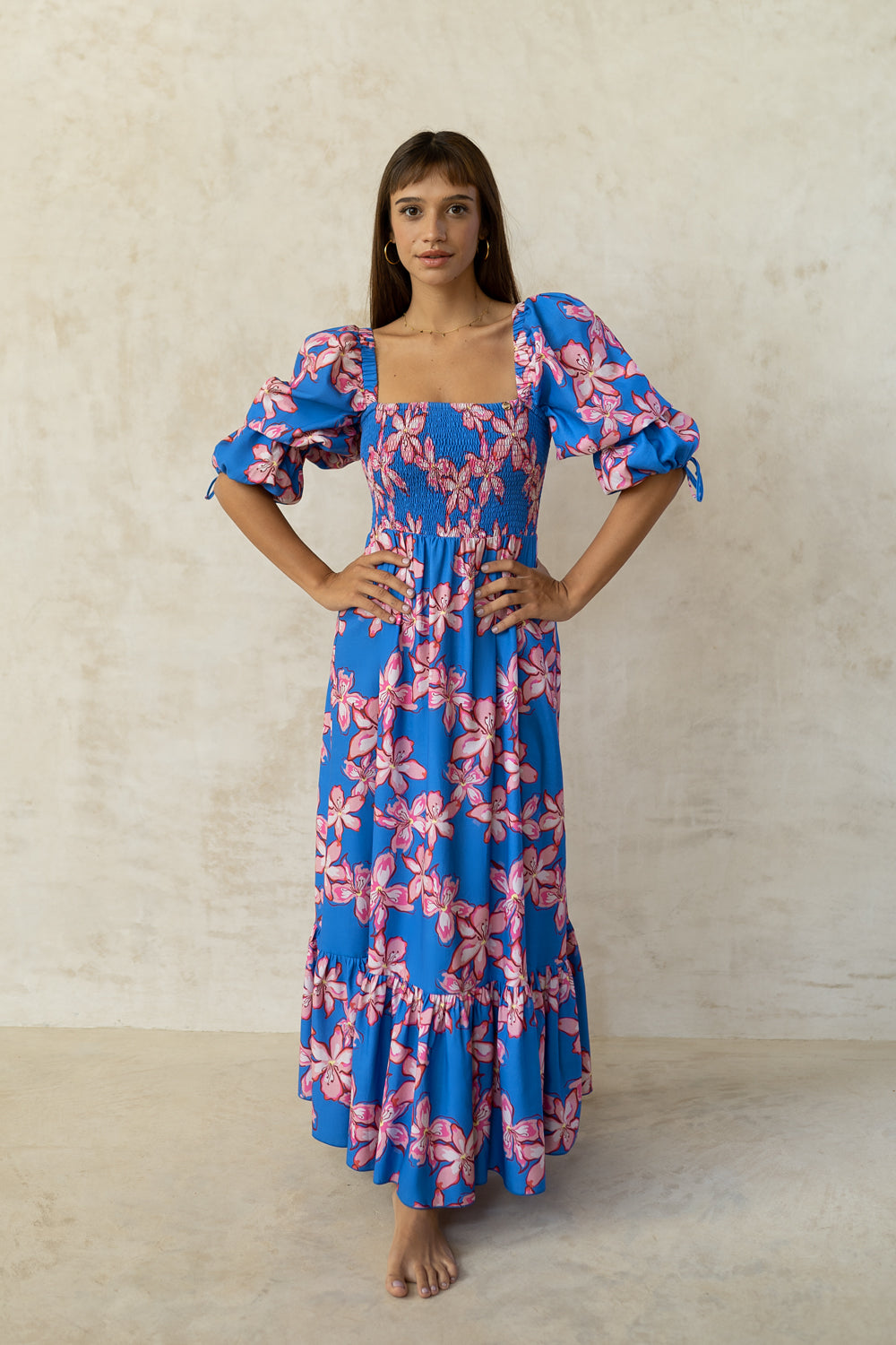 ZAFI REDLILLIES floral dress with a square neckline