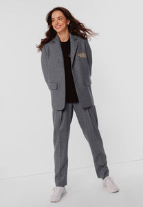 AUKI grey trousers with the pressed crease