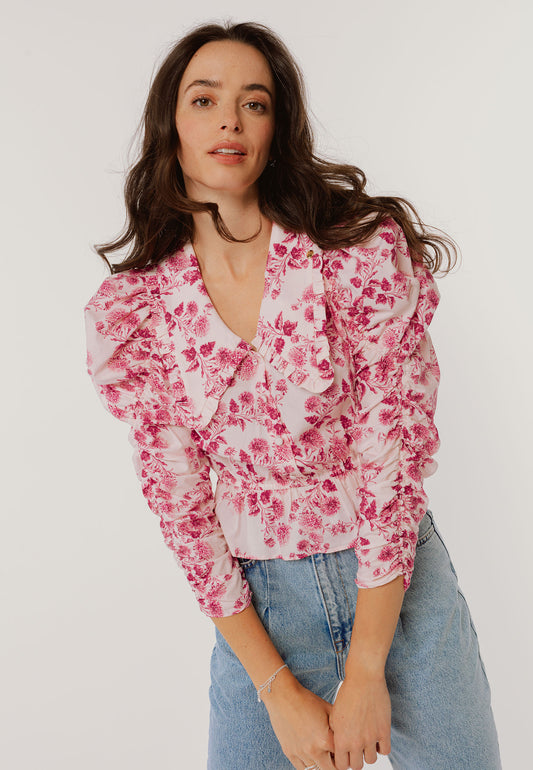 MIUNIE PENNY flowery blouse with a decorative collar