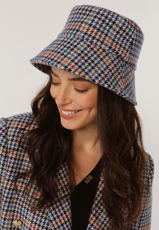 KAPPI navy blue checked bucket hat
