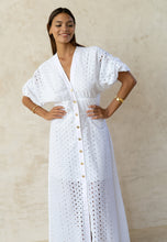 Load image into Gallery viewer, REPOSA white dress with golden buttons
